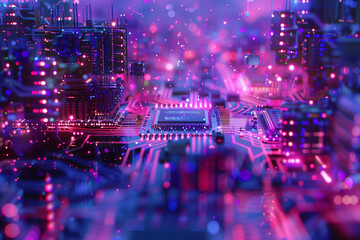 Digital circuits colorful background 