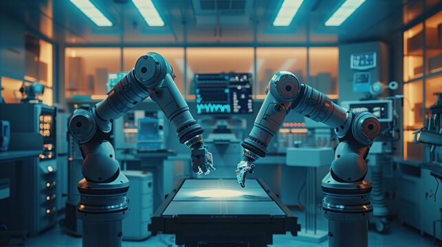 A robot arm that is an innovation in healthcare The automation and control of future hospital equipment with holographic data represents incredible advances in medical robotics.