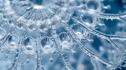 A closeup image of a diatom a type of phytoplankton known for its intricate and beautiful silica shell. The delicate details of the