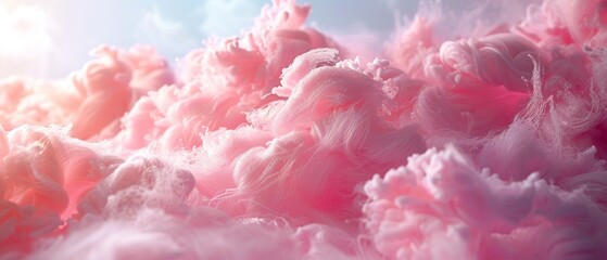 Cotton candy, fluffy texture, close-up, soft pastel hues, detailed sugar strands, bright light - obrazy, fototapety, plakaty