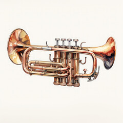 Naklejka premium Watercolor Trumpet, clipart Illustration, Generative Ai