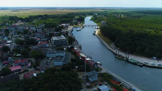 Port Of Mrzezyno Rzeka Rega Aerial View Poland