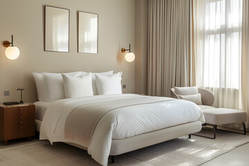 Embrace Minimalism and Tranquility with White and Neutral Toned Bedroom Decor