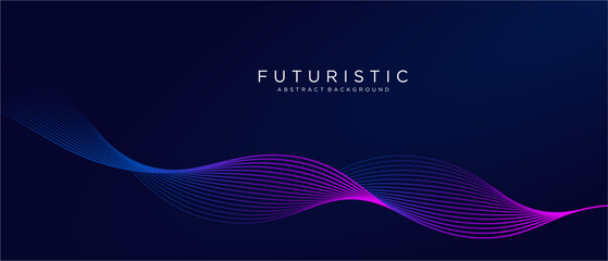 Futuristic abstract glowing wave lines background. Modern purple blue gradient flowing wave lines. Suit for poster, banner, brochure, cover, website, flyer. Vector illustration