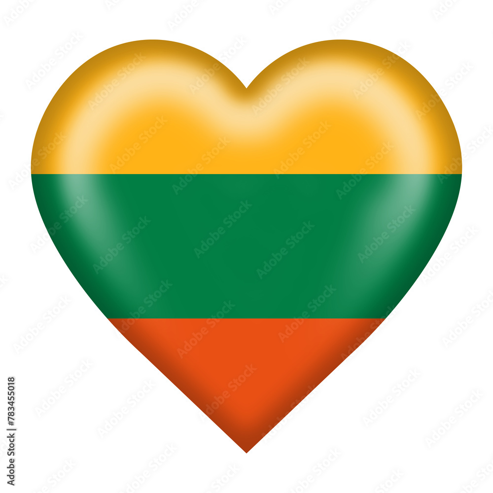 Poster lithuania flag heart button with clipping path