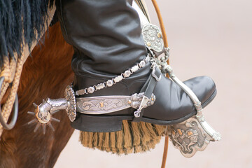 Elegant 19th Century Antique Silver Spur and Stirrup: Exquisite Craftsmanship.