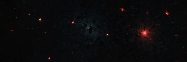 red stars on black empty space universe void panoramic wide angle view from Generative AI