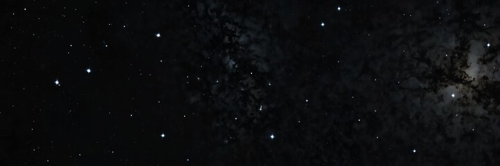 white stars on black empty space universe void panoramic wide angle view from Generative AI - obrazy, fototapety, plakaty
