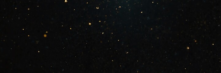 yellow stars on black empty space universe void panoramic wide angle view from Generative AI