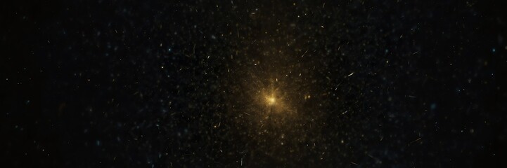 yellow stars on black empty space universe void panoramic wide angle view from Generative AI