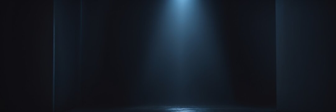 blue soft spotlight on plain black background from Generative AI