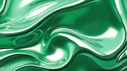 Liquid green color abstract background metallic aluminum foil 