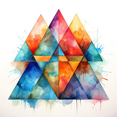 Watercolor Triangle, clipart Illustration, Generative Ai