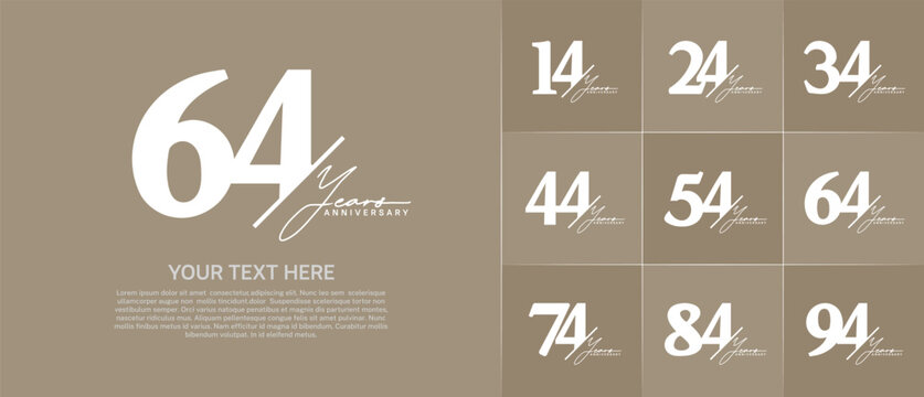 Set of Anniversary Logotype white color with calligraphy can be use for special day celebration