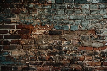 Aged brick wall with varying textures and colors, perfect as a rustic background for design and architectural projects.

