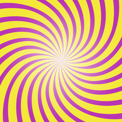 sunburst color ful Retro old groovy carnival background. Sun and rainbow swirl pattern, vintage poster vibes. Funky ray elements, circle motifs, Comics rays themes. Flat vector illustration.