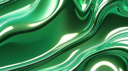 Poster Liquid green color abstract background metallic aluminum foil  © Fitrah