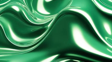Poster Liquid green color abstract background metallic aluminum foil  © Fitrah
