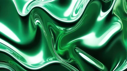 Foto op Aluminium Liquid green color abstract background metallic aluminum foil  © Fitrah