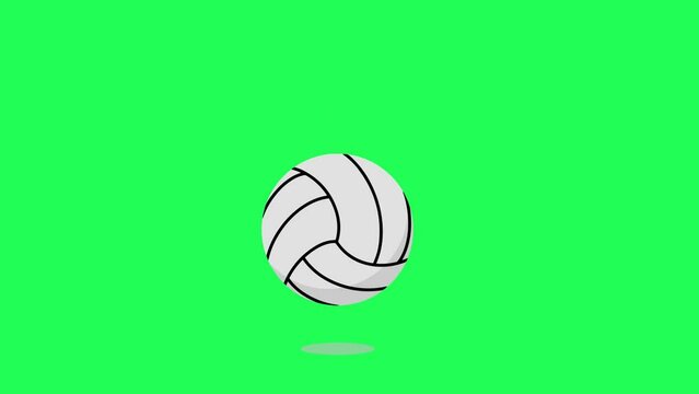 Volleyball is jumping on Green Screen background. 4K video Footage Volleyball Animation or Ball Footage. Volleyball bouncing and spinning