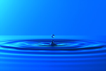 穏やかな水面に水滴が落ちて広がる波紋