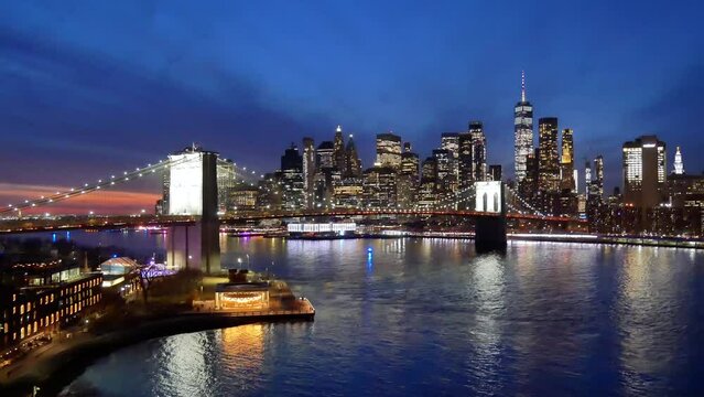Lower Manhattan, Brooklyn Bridge, Dumbo, from Manhattan Bridge. Lumix DMC-G85 4K/30