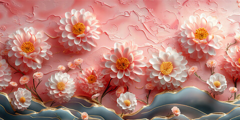 pink white chrysanthemum flowers - Powered by Adobe
