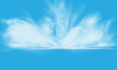 Realistic white clouds smoke on blue sky background vector - 783465890