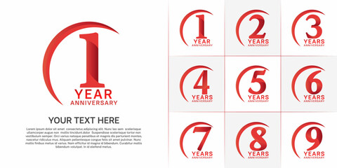 Set of Anniversary Logotype red color can be use for special day celebration