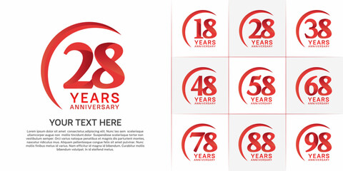 Set of Anniversary Logotype red color can be use for special day celebration