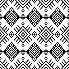 Navajo southwest geometric seamless pattern fabric black and white design for textile printing