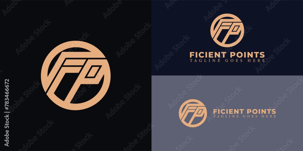 Poster abstract initial letter fp or pf logo in gold color isolated on multiple background colors. the logo