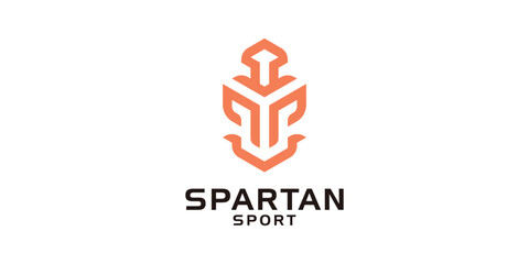 Fototapeta na wymiar creative spartan logo design, helmet, war, troops, kingdom, logo design template, symbol, icon, vector, creative idea.