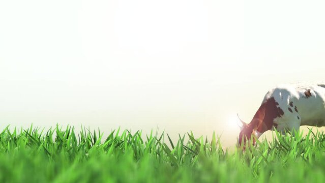 Vaca pastando ao ar livre com sol 