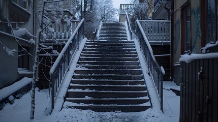 icy Outdoor Stairs in Helsinki