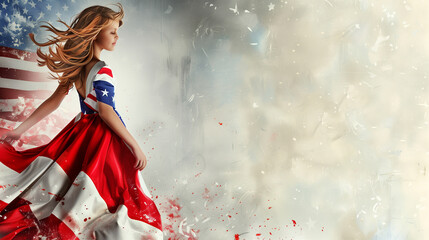 Girl wearing the USA flag