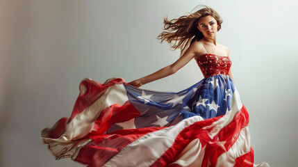Girl wearing the USA flag