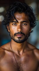 Fototapeta premium Fit and Stylish Indian Male Fitness Model, Muscular and Confident with a Healthy Lifestyle