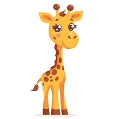 Obraz premium Cute and Happy giraffe Character in Simple Cartoon Style