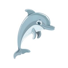 Fototapeta premium Cute and Happy dolphin Character in Simple Cartoon Style