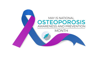 National Osteoporosis awareness and prevention month observed each year in May Banner, card, poster with text inscription. Vector illustration
