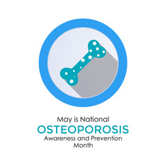 National Osteoporosis awareness and prevention month observed each year in May Banner, card, poster with text inscription. Vector illustration