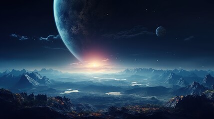 Fototapeta na wymiar Beautiful planet earth with atmosphere seen from space.