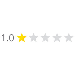 1 star rating icon, simple graphic classify quality review flat design interface illustration elements for app ui ux web banner button vector isolated on white background