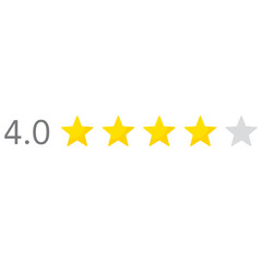 4 stars rating icon, simple graphic classify premium quality review flat design interface illustration elements for app ui ux web banner button vector isolated on white background
