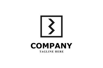 letter b and arrow inside black frame of logo