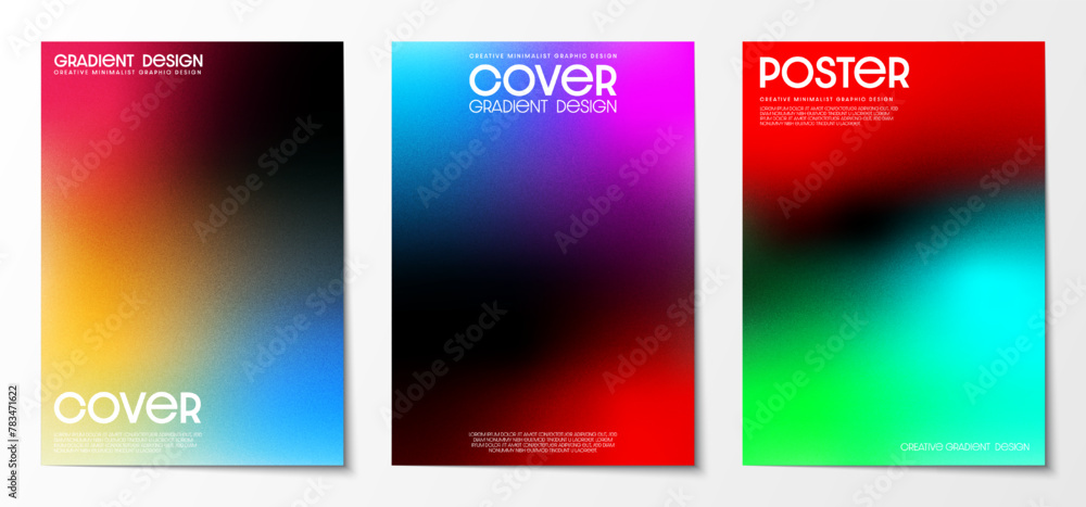 Poster gradient blurred backgrounds set with modern abstract colorful patterns graphic. design template col