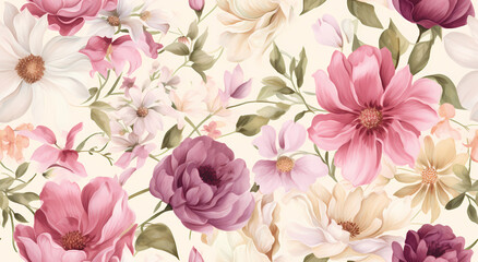 A beautiful floral pattern in the watercolor