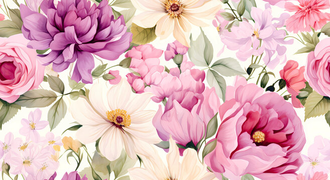 A beautiful floral pattern in the watercolor