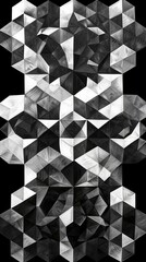 A pattern of hexagons and triangles in black and white